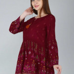 Red regular peplum top